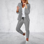 Women 2Pcs/Set Fabulous Long Sleeves Blazer Pants Suit Firm Stitching Comfortable Business Set