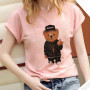 Cute Bear Print Ladies T-shirt Summer Fashion Gothic Women Tshirt Harajuku Pink Tops Casual Female Clothing Short Sleeve T Shirt