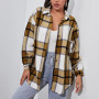 Women Color Block Plaid Shirts Button Down Flannel Cardigan Long Sleeve Pockets Blouse Comfy Tops Coat In Stock