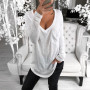 HotFashion Sexy Women T-shirts Solid Color cotton Deep V neck Long Sleeve Tops Front Pocket Loose Tunic T shirt for women female