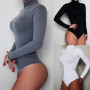 Sexy Solid Turtleneck Body Women Long Sleeve Tops Autumn Winter Elegant Slim Bodycon Black White Bodysuit Womens