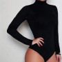 Sexy Solid Turtleneck Body Women Long Sleeve Tops Autumn Winter Elegant Slim Bodycon Black White Bodysuit Womens