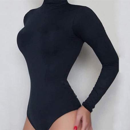 Sexy Solid Turtleneck Body Women Long Sleeve Tops Autumn Winter Elegant Slim Bodycon Black White Bodysuit Womens