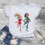 With Girl Cute Girls Women T-Shirt Gaston Lagaffe Comics 5XL Blusas Harajuku Casual Short Sleeve Vintage Oversized Tops