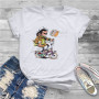 By Bike Kawaii Girls Women T-Shirt Gaston Lagaffe Comics 5XL Blusas Harajuku Casual Short Sleeve Vintage Oversized Tops