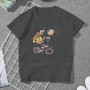 By Bike Kawaii Girls Women T-Shirt Gaston Lagaffe Comics 5XL Blusas Harajuku Casual Short Sleeve Vintage Oversized Tops