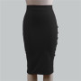 New Women Elegant Slim Pencil Skirts High Waist Ladies Skirt Side Split Button Office Ladies Bodycon Fitted Skirts
