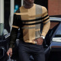 Practical Men Sport Shirts  Stylish Anti-deform Men Sweater  Patchwork Long Sleeve Pullover Sweater