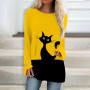 Autumn Winter Round Neck Slim Pullover Loose Tops Animal Printing T-shirt Women's Everyday Retro Elegant Long Sleeve XS-8XL