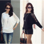 HOT Sexy Women's Ladies Batwing Blouse Tops shirt Dolman Lace Long Sleeves NEW