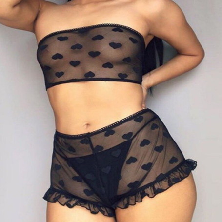 Women Heart Print Bikini Sexy White Black Red Bikinis Set Swimwear Female Two Pieces Swimsuit Bathing Suit