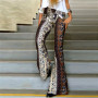 Women Slim Boho Hippie High Waist Wide Leg Long Flared Bell Bottom Pants