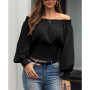 Summer New Women Ruffles Blouse Casual Lace Polka Dot Off Shoulder Shirt Ladies Long Sleeve Tops Blusas Female