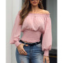 Summer New Women Ruffles Blouse Casual Lace Polka Dot Off Shoulder Shirt Ladies Long Sleeve Tops Blusas Female