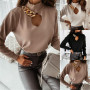 T Shirt Women Sexy High Neck Chain Decoration Hollow Bottoming Shirt Spring Autumn All-match Long Sleeved Women Pulovers