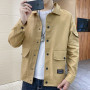 Mens Clothing Casual Korean Lapel Jacket Men Spring Autumn Jacket Fashion Trendy Button Tooling Jackets Mens Bomber Clothes
