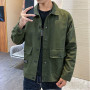 Mens Clothing Casual Korean Lapel Jacket Men Spring Autumn Jacket Fashion Trendy Button Tooling Jackets Mens Bomber Clothes