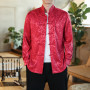 Men White Satin Mandarin Collar Silk Shirts Collar Chinese Dress Shirt Large Size With Dragon Red New Year Clothes Oversize