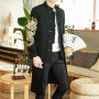 Spring Mens Chinese Style Long Windbreaker Jacket Men Streetwear Oriental Clothes Men Chinese Mandarin Trench Coat