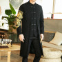 Spring Mens Chinese Style Long Windbreaker Jacket Men Streetwear Oriental Clothes Men Chinese Mandarin Trench Coat