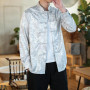 Men White Satin Mandarin Collar Silk Shirts Collar Chinese Dress Shirt Large Size With Dragon Red New Year Clothes Oversize