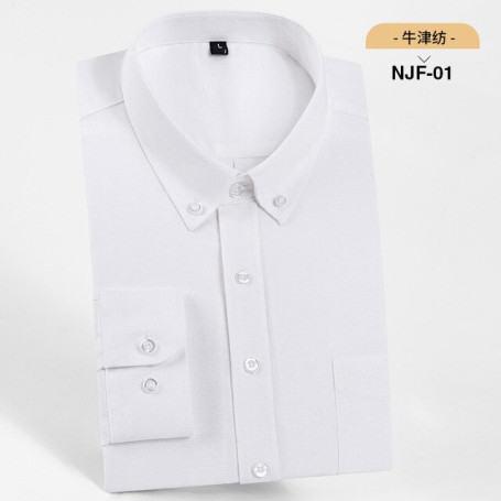 Four Seasons Shirt Men's Solid Color Fashion Comfortable Iron-Free Slim Fit Shirt Grinding Oxford Spinning Long Sleeve Washing