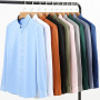 autumn and winter anti-wrinkle seamless cotton stretch bamboo fiber men's shirt long-sleeved solid color business shirt