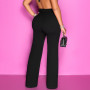 High Waist Pants Women Elegant Work Office Lady Straight Leg Pants Solid Color Casual Stretchy Long Trousers Pantalones