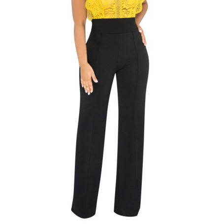 High Waist Pants Women Elegant Work Office Lady Straight Leg Pants Solid Color Casual Stretchy Long Trousers Pantalones
