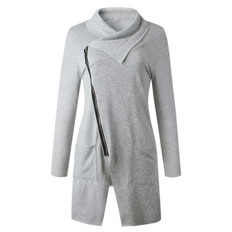 UZZDSS Elegant Gray Purple Zipper Pockets Long Blouse Women Streetwear Casual Long Sleeve Shirt Female Autumn Winter Outerwear