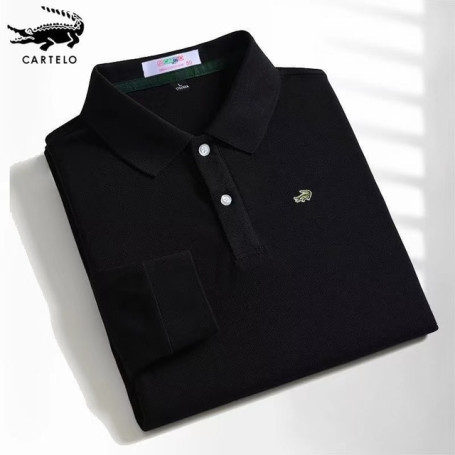 CARTELO Men's Long Sleeve T-shirt Spring and Autumn Top Cotton Embroidered Polo Shirt Lapel Men's Clothing Base Shirt Loose