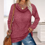 Women Clothing Long Sleeve Solid Color Basic T-shirt Blouse Top for Autumn Blouse