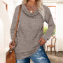 Women Clothing Long Sleeve Solid Color Basic T-shirt Blouse Top for Autumn Blouse