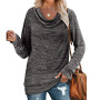 Women Clothing Long Sleeve Solid Color Basic T-shirt Blouse Top for Autumn Blouse