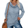 Women Clothing Long Sleeve Solid Color Basic T-shirt Blouse Top for Autumn Blouse