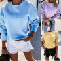 Women Casual Autumn Pullovers Slim-Fit Pullovers Tops Solid Color O Neck Long Sleeve Hoodie Sweatshirt Blouse Top Female Blouse