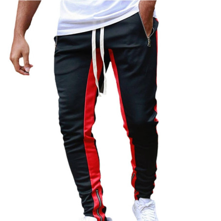 Men Jogger Pants Fitness Bodybuilding Gym Long Sweatpants Contrast Colors Elastic Waist Drawstring Breathable Autumn Trousers