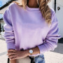 Women Casual Autumn Pullovers Slim-Fit Pullovers Tops Solid Color O Neck Long Sleeve Hoodie Sweatshirt Blouse Top Female Blouse