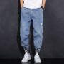 Gray Snow Wash Jeans Mens Fashion Cargo Pants Loose Harem Trousers Male Fashion Casual Korean Joggers Men Street Wear Pants 5XL