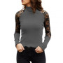 Ladies Blouse Sexy Turtleneck Lace Stitching Solid Color Pit Strip Shirt Woman Blouse And Clothing Top Women's Clothing