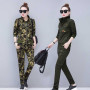 Conjunto Feminino Women's Cotton Military Camouflage Army Green Two Piece 3XL Sets for Women Surevetement Femme Clothing