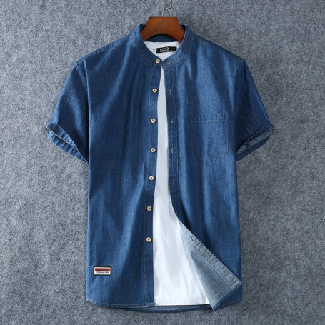 Plus Size L-5XL 6XL 7XL 8XL 100% Denim COTTON Shirt For Men's Short Sleeves 2023 Summer Style Fashion Casual Clothing