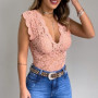 Lace Blouses Shirts Sexy Club Female Acrylic Shirts Deep V Summer Fashon Tops Lace Sexy V Neck Sleeveless Fashon Top