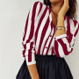 Women Striped Blouse Office Ladies Long Sleeve Shirt Blouses Fashion V-Neck Buttons Shirts Tops Women Clothes