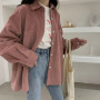 Blouses Shirts Women Solid Corduroy Loose Leisure All-match Korean Style Simple Chic Womens Outwear Street Harajuku Spring New