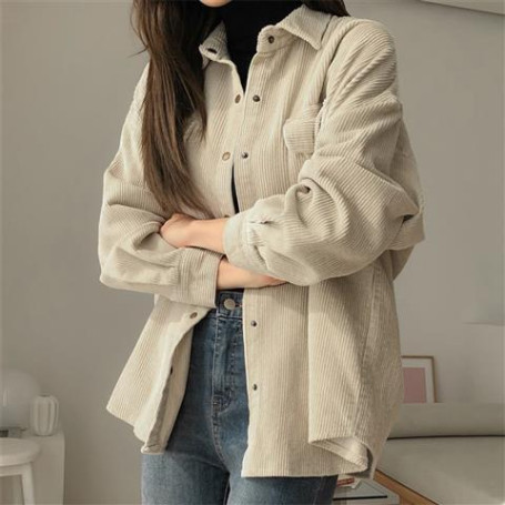 Women Spring Autumn Shirts Corduroy Female Casual Solid Turn Down Collar All Match Stylish Oversize Fashion Soft Clothes Ulzzang
