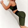 Sport Set High Elastic Patchwork Nylon 2 Piece Crop Top Bra Shorts for Women