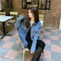 Chic Design Denim Blouses Women High Street Dark Blue Mid Length Jean Blusas Mujer New Single-Breasted Slim Vintage Shirts