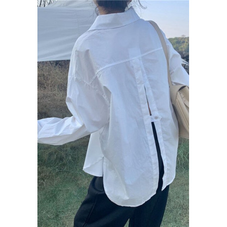 Ladies fashion new Spring backless bowknot loose white long sleeve shirt Female Butterfly Knot Women Shirt