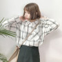 Blouses Women Shirts Plaid Loose All-match Casual Summer Sunscreen Long Sleeve Top Vintage Harajuku Students Korean Style Trendy